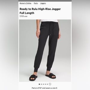 Lululemon Ready to Rulu High-Rise Jogger
Full Length. Size 10! Great condition.